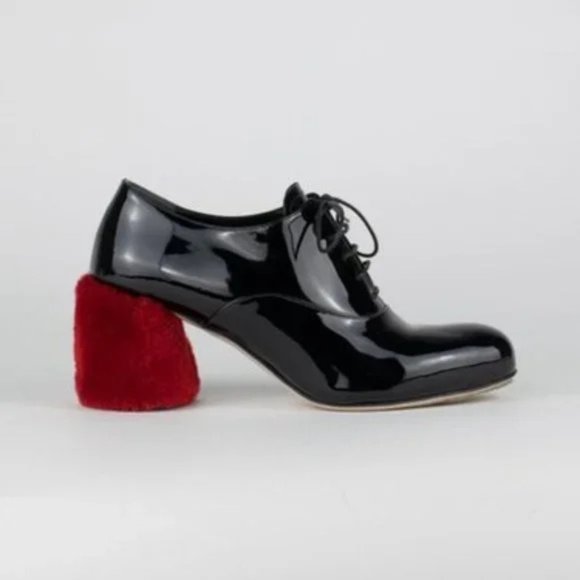 Miu Miu Shearling Heel Oxfords - Picture 1 of 9